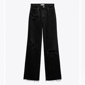 Zara TRF ripped wide leg jeans